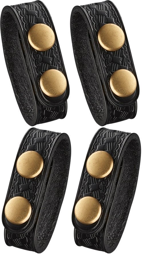 Perfect Fit Shield Wallets 3/4 Inch Duty Belt Keeper for Belts up to 2.25 inches Wide Basketweave Leather with Brass Snap (4 Pack)