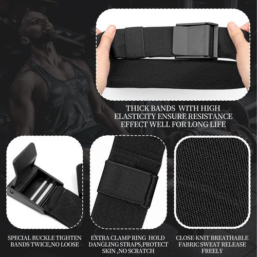 ROSYQUARZ Booty Bands, Blood Flow Restriction Bands, Arm Bands Adjustable Gym Straps for Occlusion Training, Help Increase Muscle Mass in Women & Men Without Heavy Weight Lifting (Black)