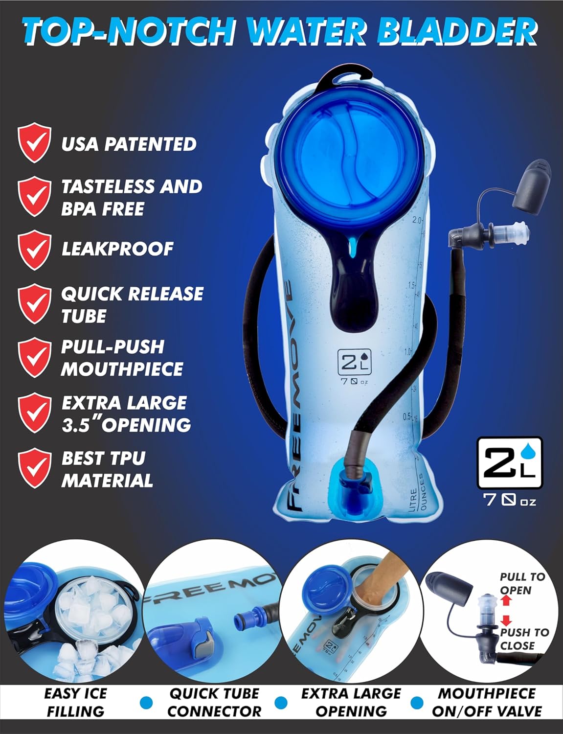 FREEMOVE Hydration Water Backpack 3in1 with 2L Bladder & Insulated Backpack Cooler Bag - a Complete Hydration Solution - Ideal Hydro Camel Back Pack for Hiking, Biking, Running, Cycling, MTB & Rave