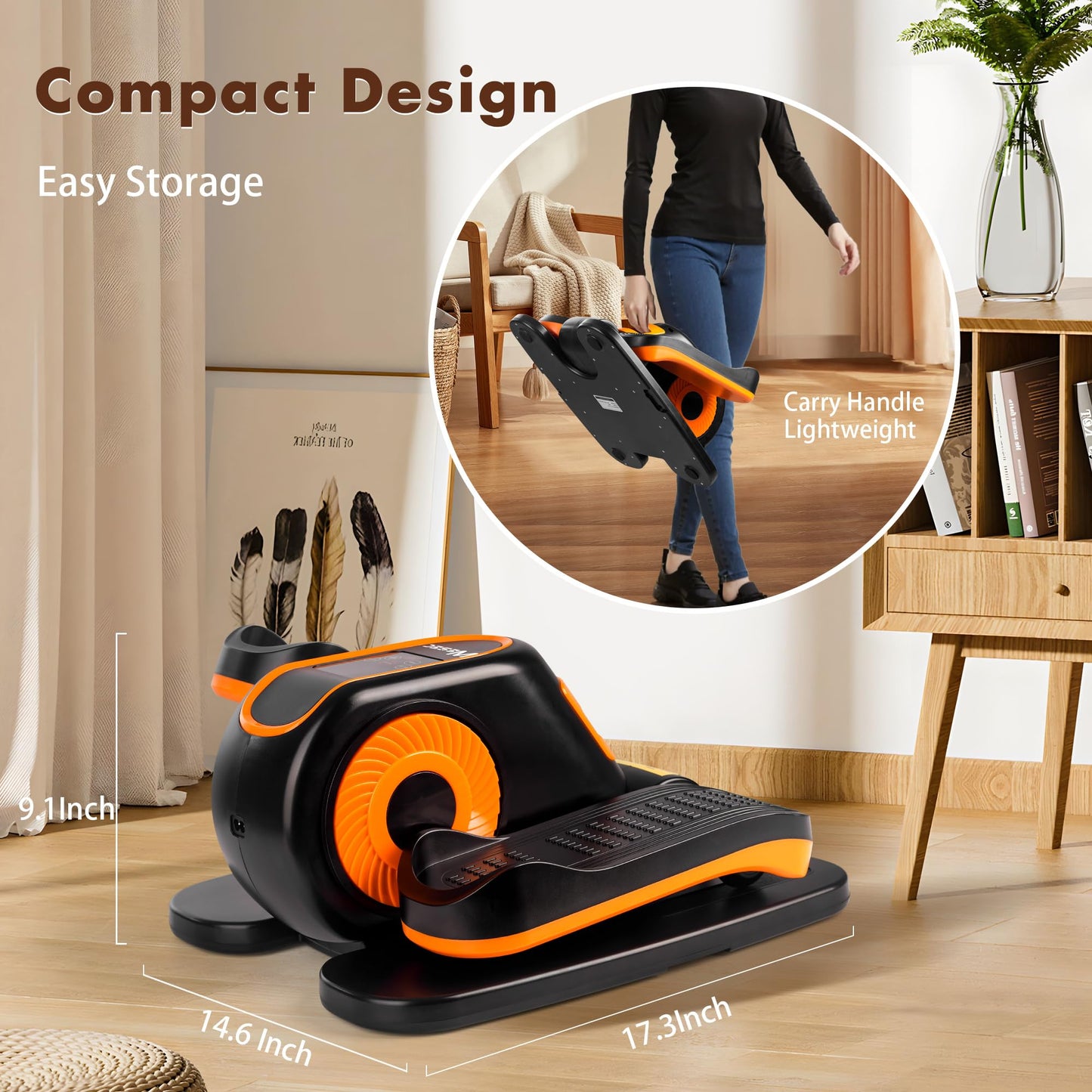 Wesec Under Desk Elliptical Machine, Electric Elliptical Training Machine w/Remote & 12 Speeds Level, Manual & Auto Mode, Elliptical Traier for Seniors Seated Pedal Exerciser for Home Office