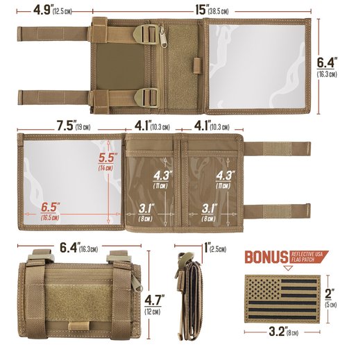 LIVANS Map Case Tactical Arm Sleeve QB Wristband Map Pouch Tactical Armband Sleeve Military Arm Wrist Pouch Document DOPE Card Holder for Shooting Rescue Field Measurement, Include Flag Patch