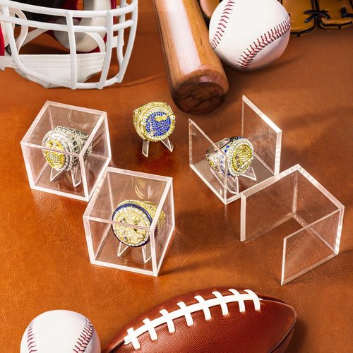 Championship Ring Display Case, Acrylic Display Case, 2 Inch Championship Ring Box with Holder, Baseball Ring Holder, 2 Pack