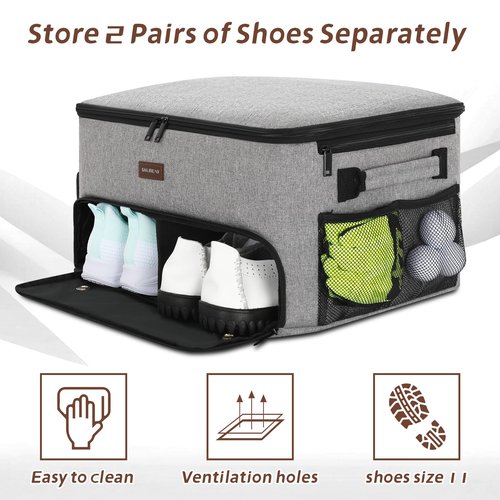 Skureay Golf Trunk Car Locker Organizer, Multi Compartments 2 Layer Car Storage Organizer With Separate Ventilated Shoe Compartment Reflective Strip, To Store Golf Accessories For Men Women (Grey)