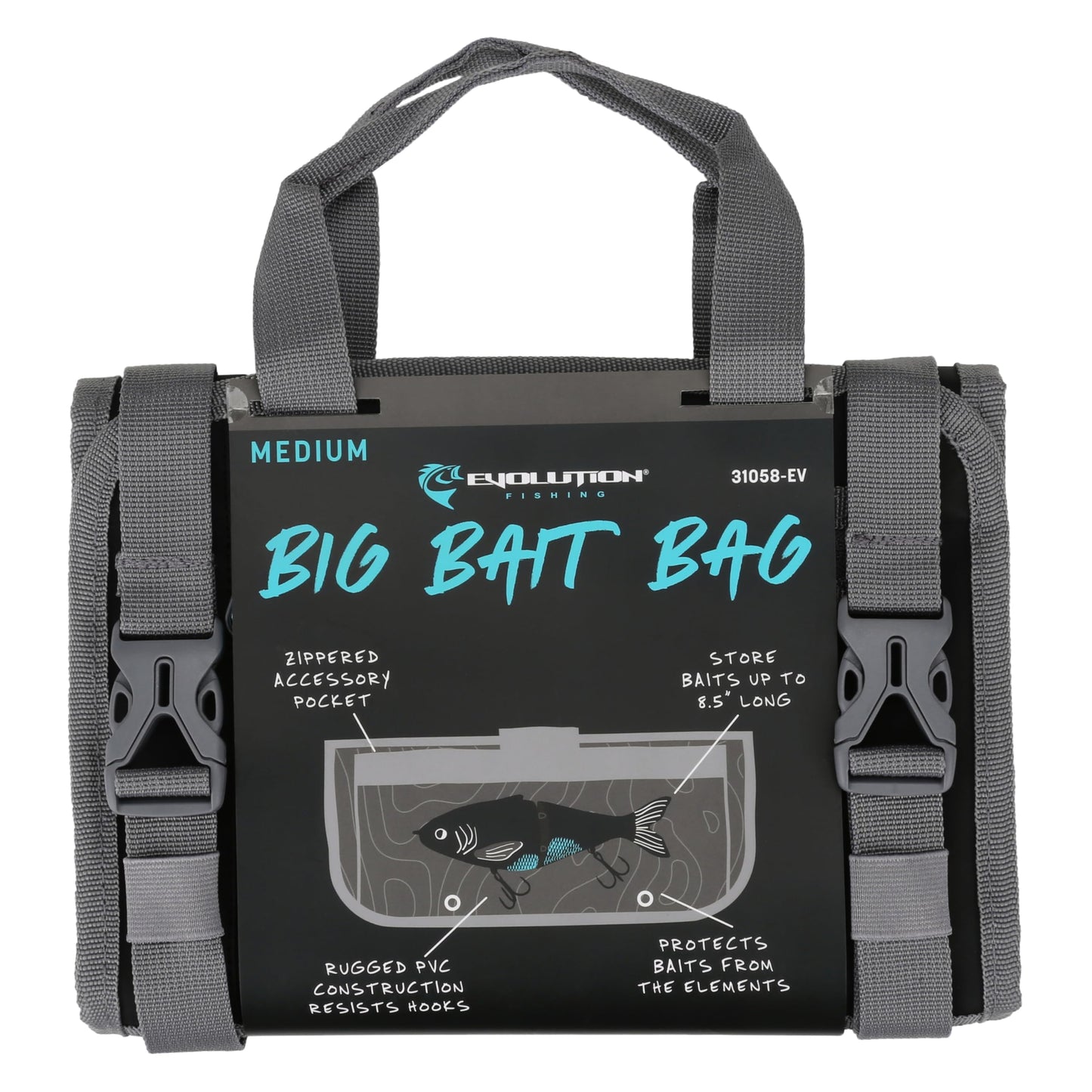 Evolution Fishing Big Bait Bag - 10 in., Roll-Up Lure Bag, Durable, Portable Storage for Large Baits & Gear