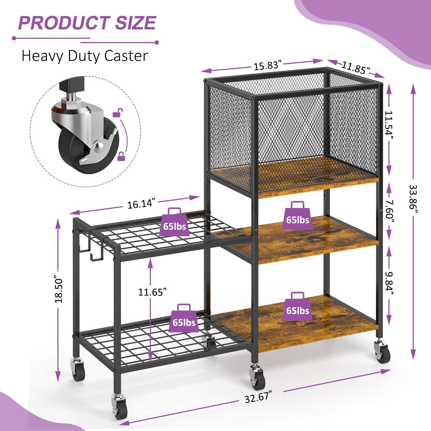 5 Tier Dumbbell Rack, Yoga Mat Storage Holder, Home Gym Storage Rack, Workout Equipment Storage Organizer, Weight Storage Holder Rack with Hooks and Wheels
