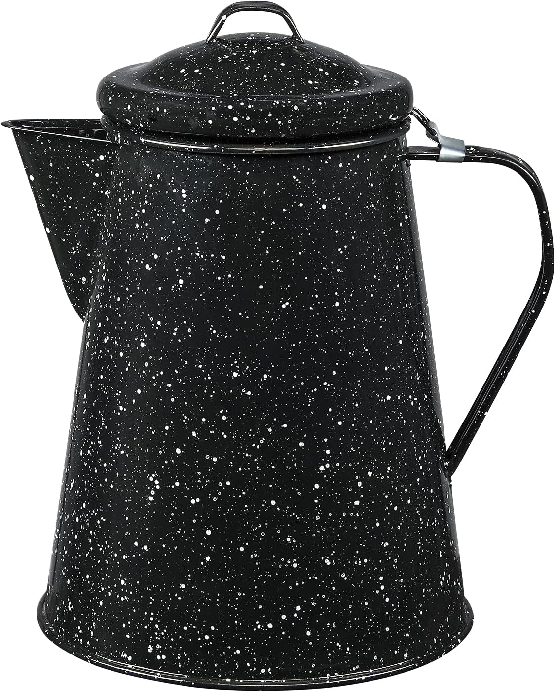 Granite Ware Coffee Boiler, 3-Quart - Stovetop or Campfire Coffee Pot, Durable Enameled Steel for Rapid Heat Absorption, Energy Efficient Design for Outdoor Adventures (Speckled Black)