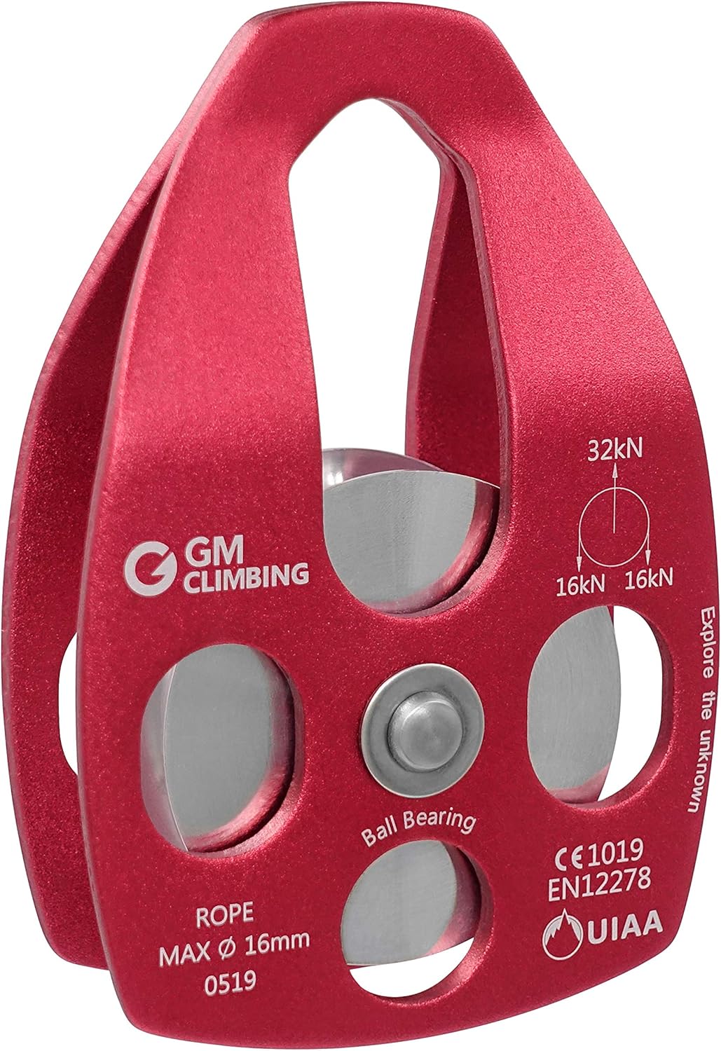 GM CLIMBING Large Rescue Pulley 32kN Single Sheave with Swing Plate CE UIAA Certified