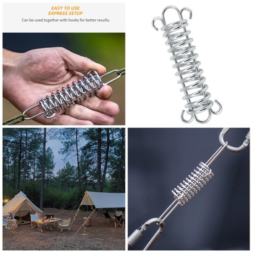 Porch Swing Spring,Windproof Stainless Steel Rope Tensioner Awning Fixed Hook Buckle,Portable Camping Tent Fixed Buckle for Outdoor Camping,Dog Training,Swing