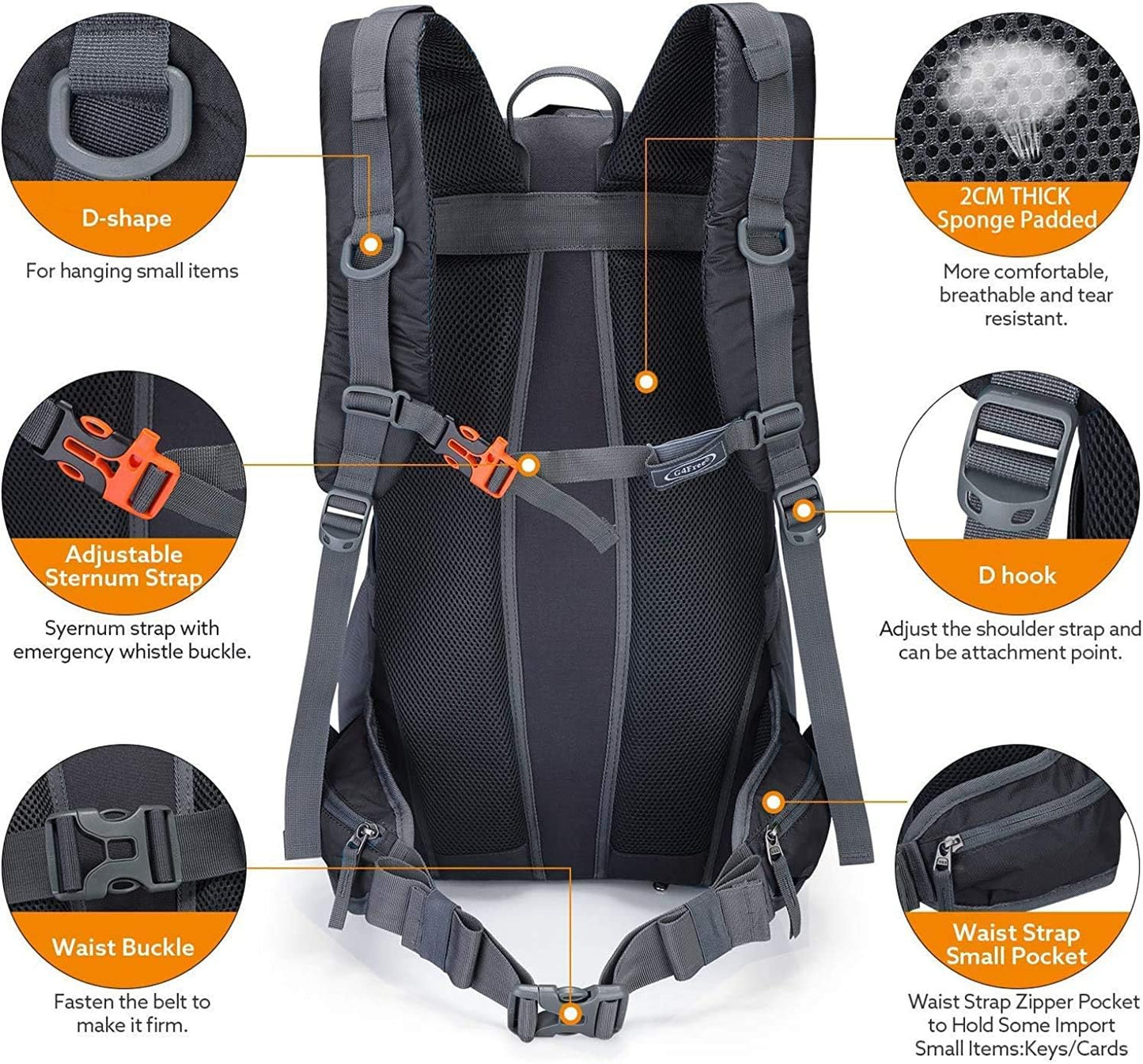 G4Free Hiking Backapck, Dark Grey, One Size