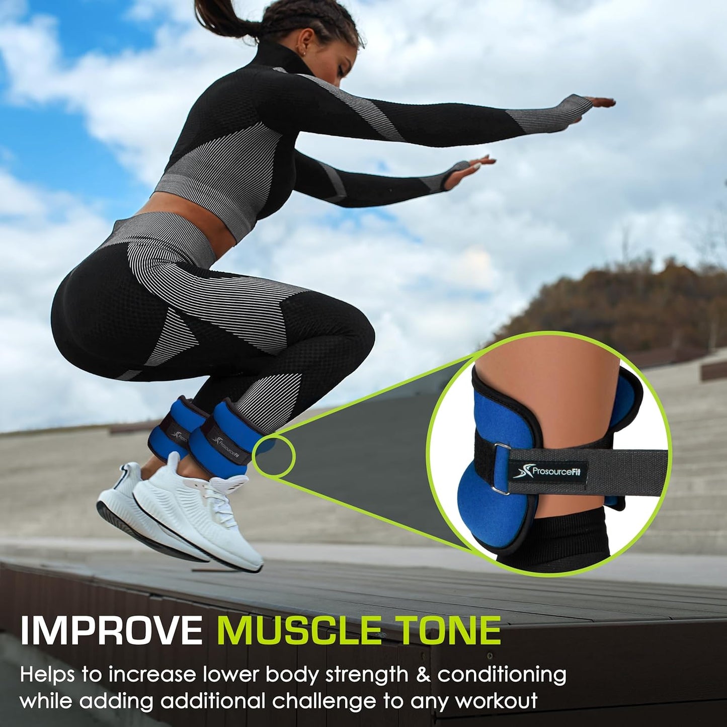 ProsourceFit Ankle/Wrist and Arm/Leg Weights Set of 2, Adjustable Strap 1 lb-5 lb, Adjustable Weight 15 lb, 10 lb, 7 lb for Men and Women