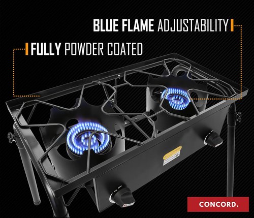 Concord Double Propane Burner - 2-Burner Outdoor Camping Stove for Cooking & Brewing