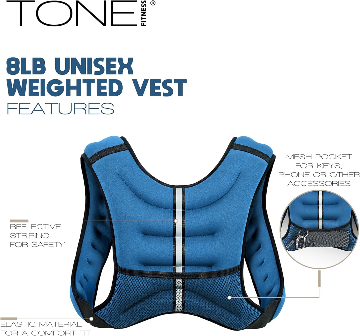 Tone Fitness Weighted Vest | 8lb or 12lb | Multiple Options