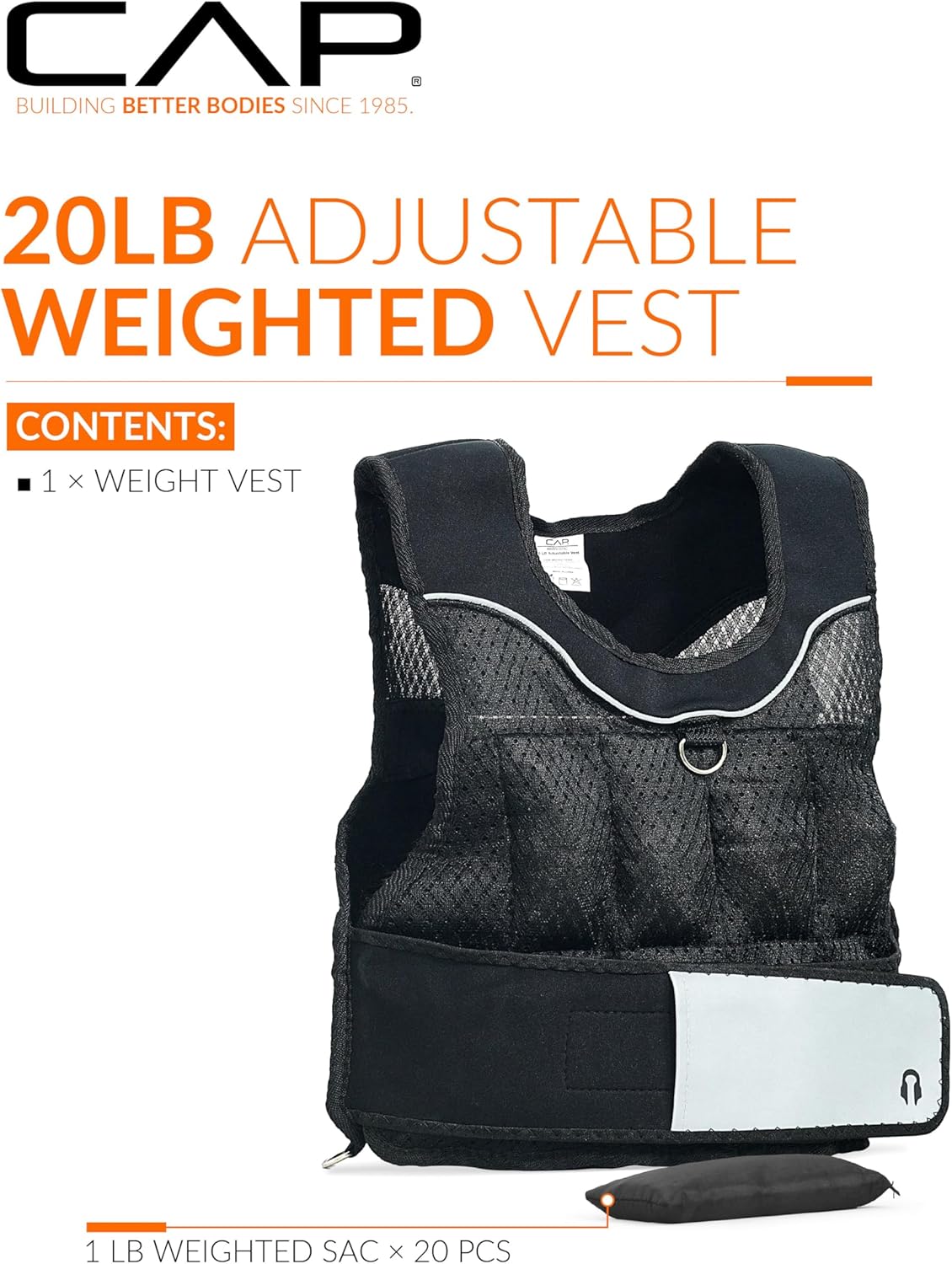 Adjustable Weighted Vest by CAP Barbell | Custom Fit for Enhanced Workouts