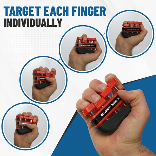 Konzert Finger Strengthener Medium Tension - Grip Strength Trainer, Forearm & Hand Gripper Exerciser, Strengthening Grip for Therapy, Guitar Handgrip, Wrist Strengtheners
