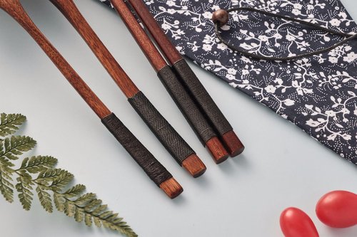 Wooden Flatware Wooden Fork and Spoon Chopsticks Reusable Tableware Cutlery Set Travel Utensils Tied Line Flatware, Eating Utensils with Pouch for Office Camping Traveling Picnic Office School