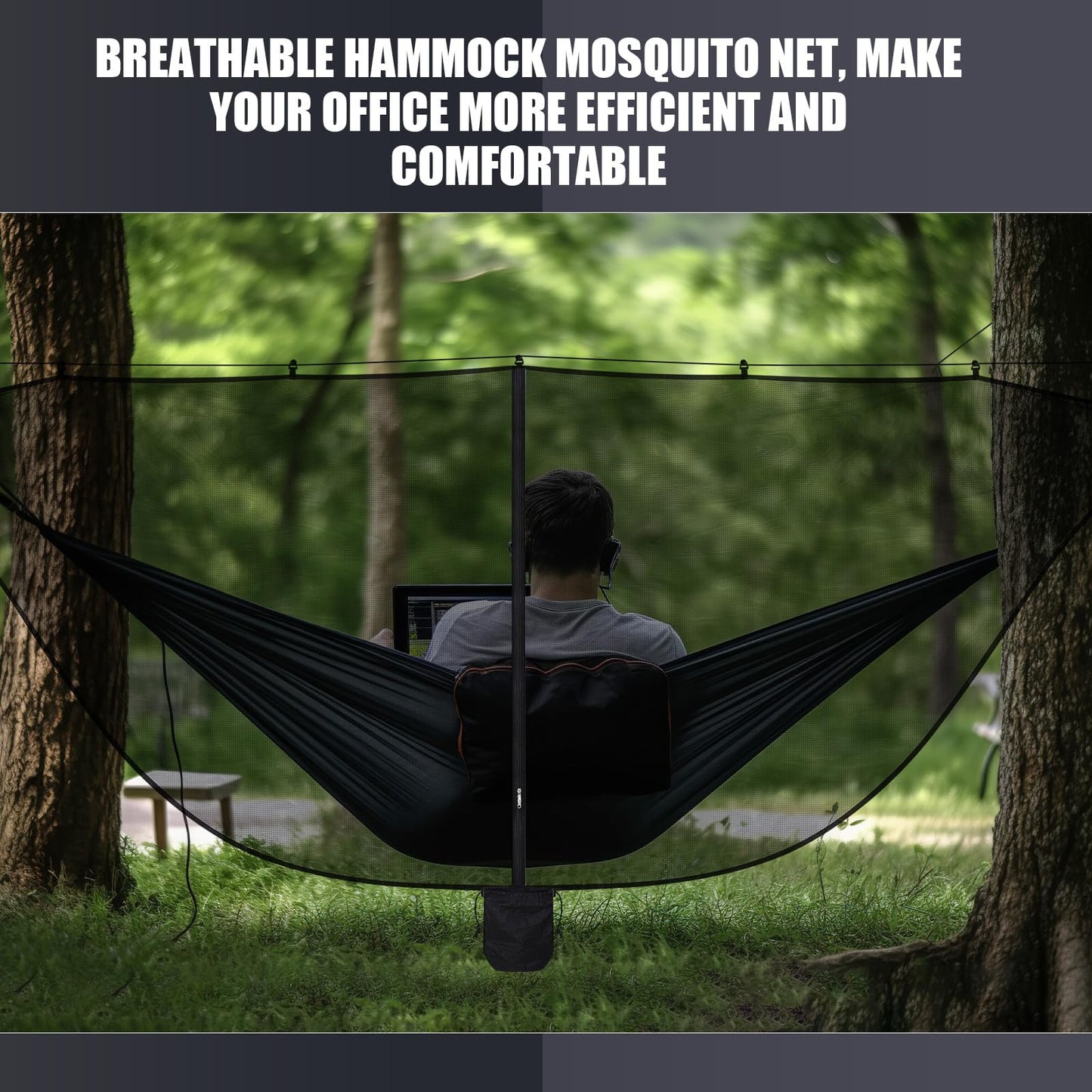 GliCraft 2 Pieces Hammock Bug Mesh Net 11 x 4.7 FT Hammock with Mosquito Net Camping 360 Degree Protection Dual Sided Diagonal Zipper for Hiking Camping Backpacking