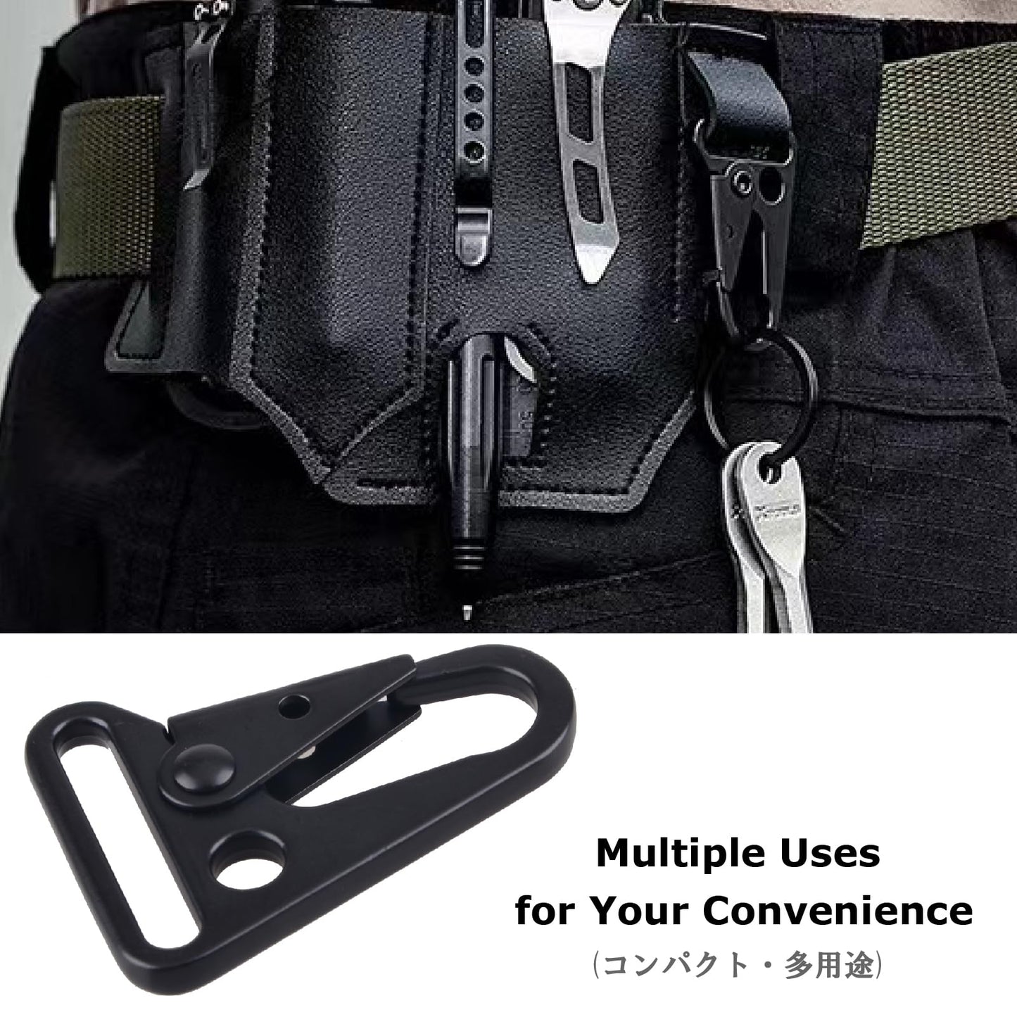 6 Pack Metal Rifle Sling Clips HK Style Sling Snap Hook Enlarged Mouth Clips Tactical Gear for Keyring Hang, Buckle and Paracord - 1" 5