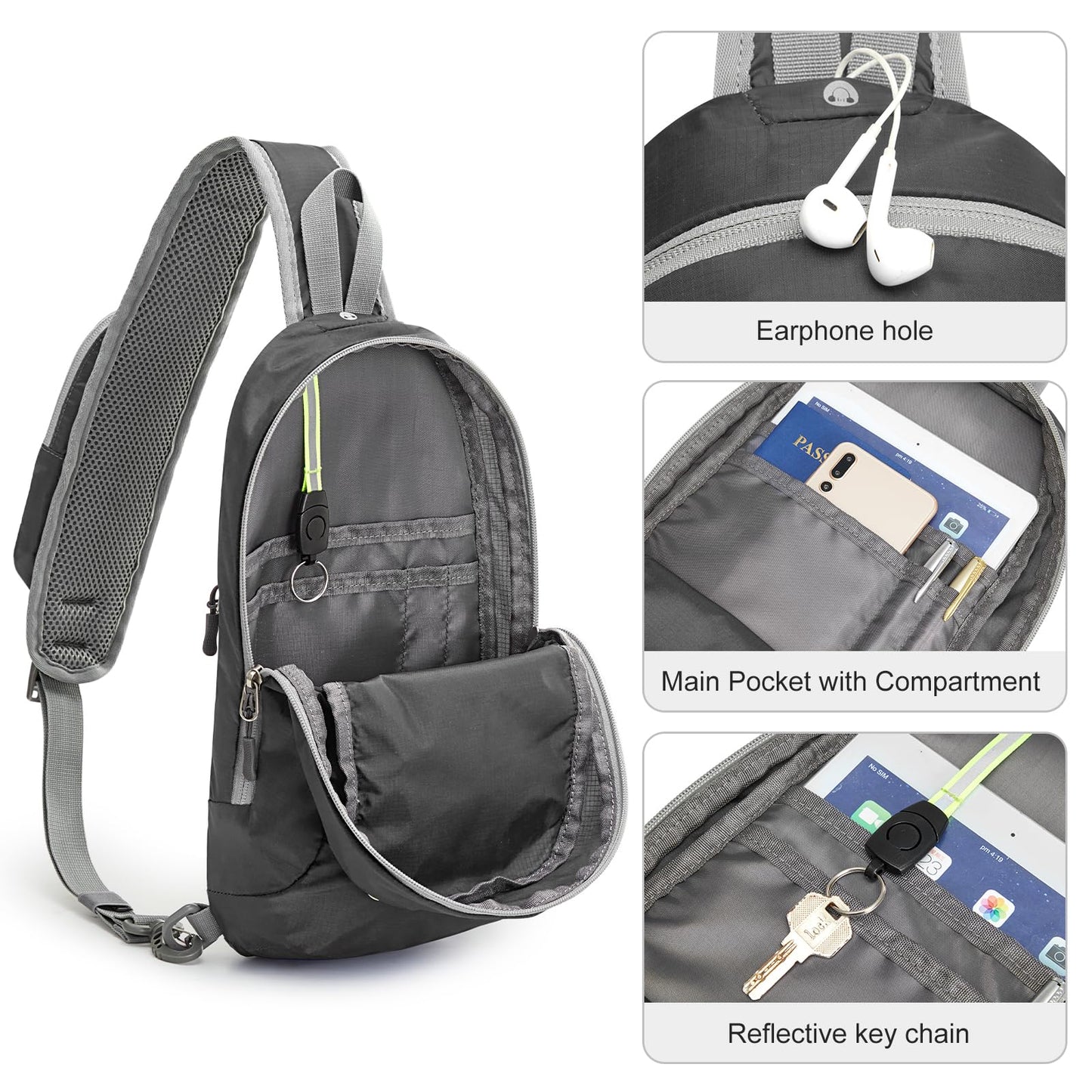 G4Free Sling Bag RFID Blocking Lightweight Crossbody Backpack Chest Shoulder Bag for Travel Sports Running