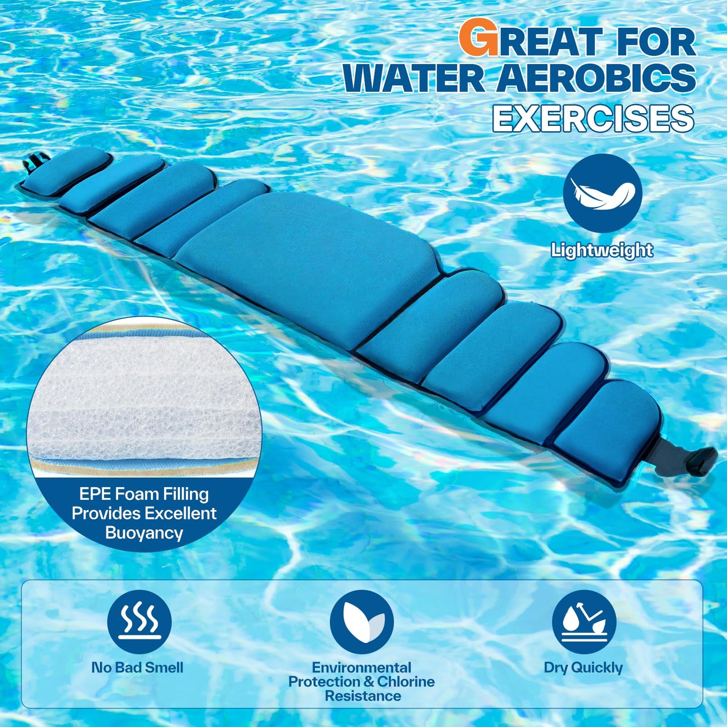 Aqua Belt Water Aerobics Equipment: Sportneer Swimming Pool Exercise Aqua Float Belts Jogger Floatation Buoyancy Belt Aquatic Training Accessories for Adults Youth Fitness Workout Therapy L
