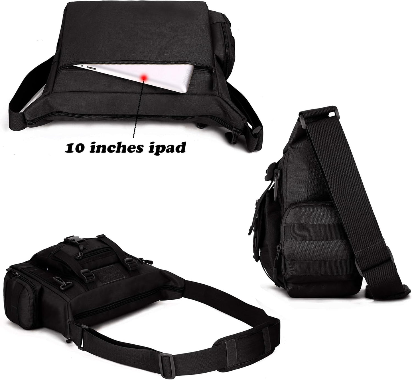 ArcEnCiel Tactical Messenger Bag Men MOLLE Sling Shoulder Pack with Patch