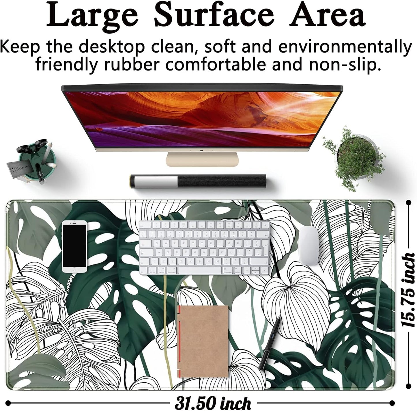 Japanese Desk Mat Riverside Full Moon Desk Pad Black Red Large Mouse Pad Gaming Mousepad Extended XXL Keyboard Pad 31.5 x 15.7 in Laptop Computer Mouse Keyboard Mat for Office Desk Decor