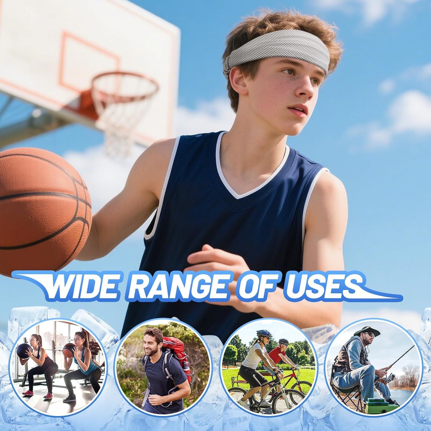 Cooling Headbands | 4-Pack Elastic Sweat Bands for Men & Women – Moisture-Wicking