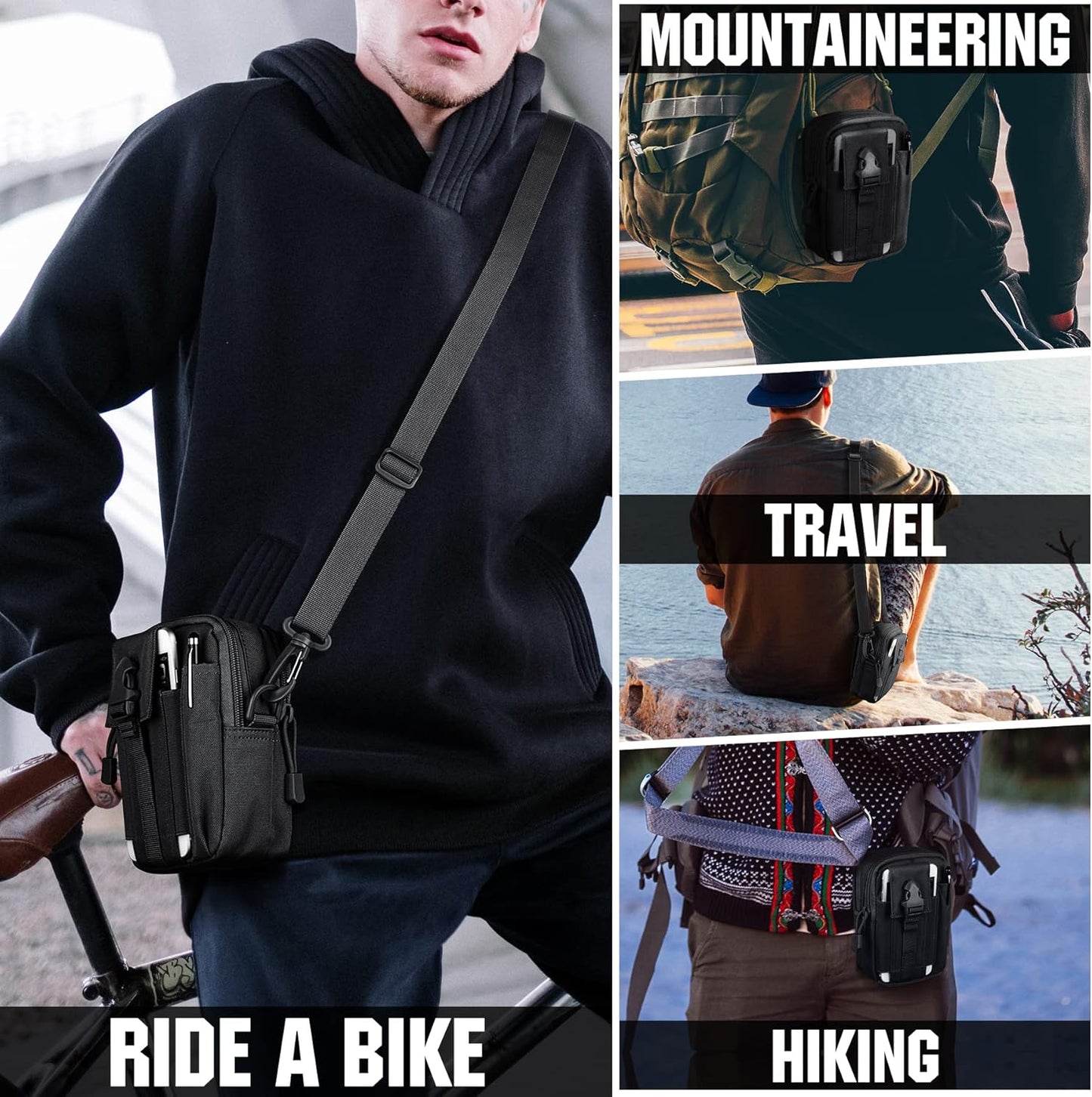 IronSeals Tactical Molle Phone Pouch Compact Utility Belt Waist Bag with Shoulder Strap for iPhone 14 Plus/14 Pro Max/14 Pro/14/13 Pro Max/13/12 Pro