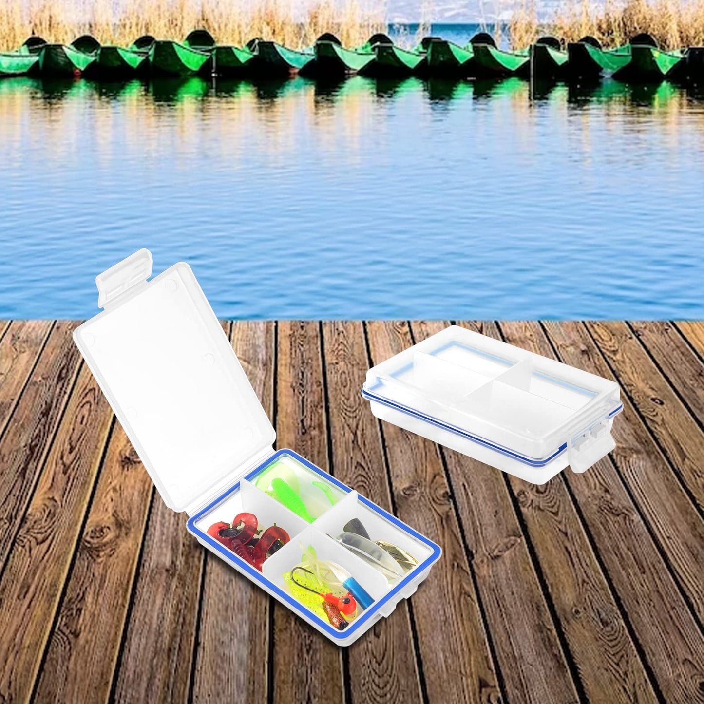 4 Pcs Mini Waterproof Tackle Organizer - Small Fly Fishing Box with Dividers for Hooks, Flies, Beads & Lures