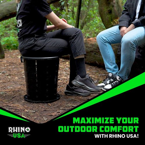 Rhino USA XL Portable Toilet for Camping (400lbs Capacity) Retractable Portable Toilet for Adults & Kids with Adjustable Height (4-16 Inches) Collapsible Portable Potty Camping Toilet for Camp/Car