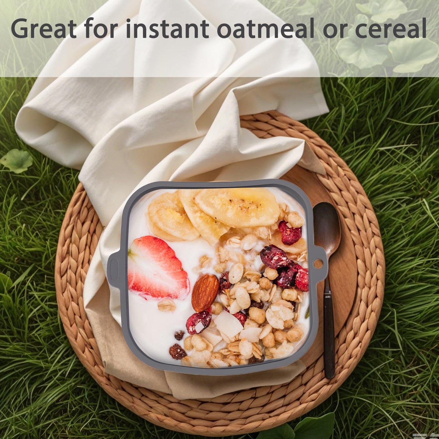 Fchil Collapsible Silicone Bowl for Camping, 170oz Silicone Foldable Salad Bowl, Portable Camping Travel Container for Outdoor Hiking Storage Mixing, Grey(QY102)