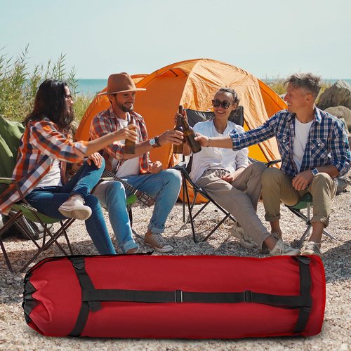 PATIKIL 47 Inch Camp Chair Replacement Bag, Foldable Camping Chair Bag 900D Oxford Large Mouth Carry Bag with Adjustable Shoulder Strap & Side Pocket for Outdoor Camping, Red