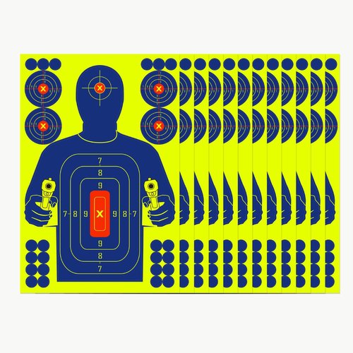 Ultimate Pistol Target - 12x18 Inches Pack of 25 | Indoor/Outdoor | Self-Adhesive Firearms & Calibers Targets for Shooting Range