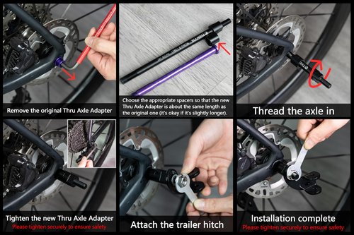 Thinvik Bike Thru Axle Adapter for Trailer Hitch 12mm Thru Axle 1.5 Thread Pitch Shaft Length 181mm