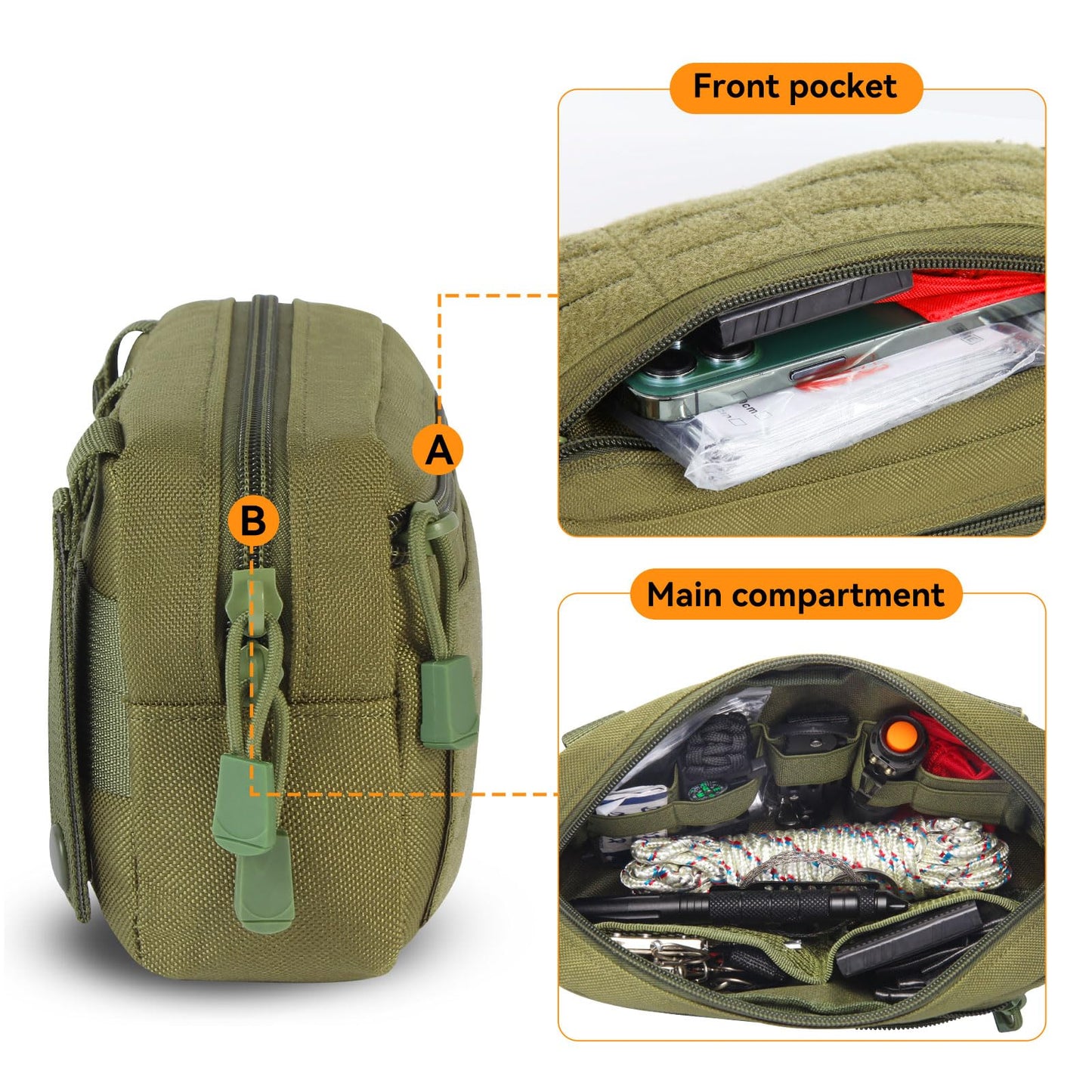 HAYUNEVER Tactical Molle Admin Pouch, Utility EDC Tool Pouch Waist Pack for Vest Battle Belt Accessory Bag