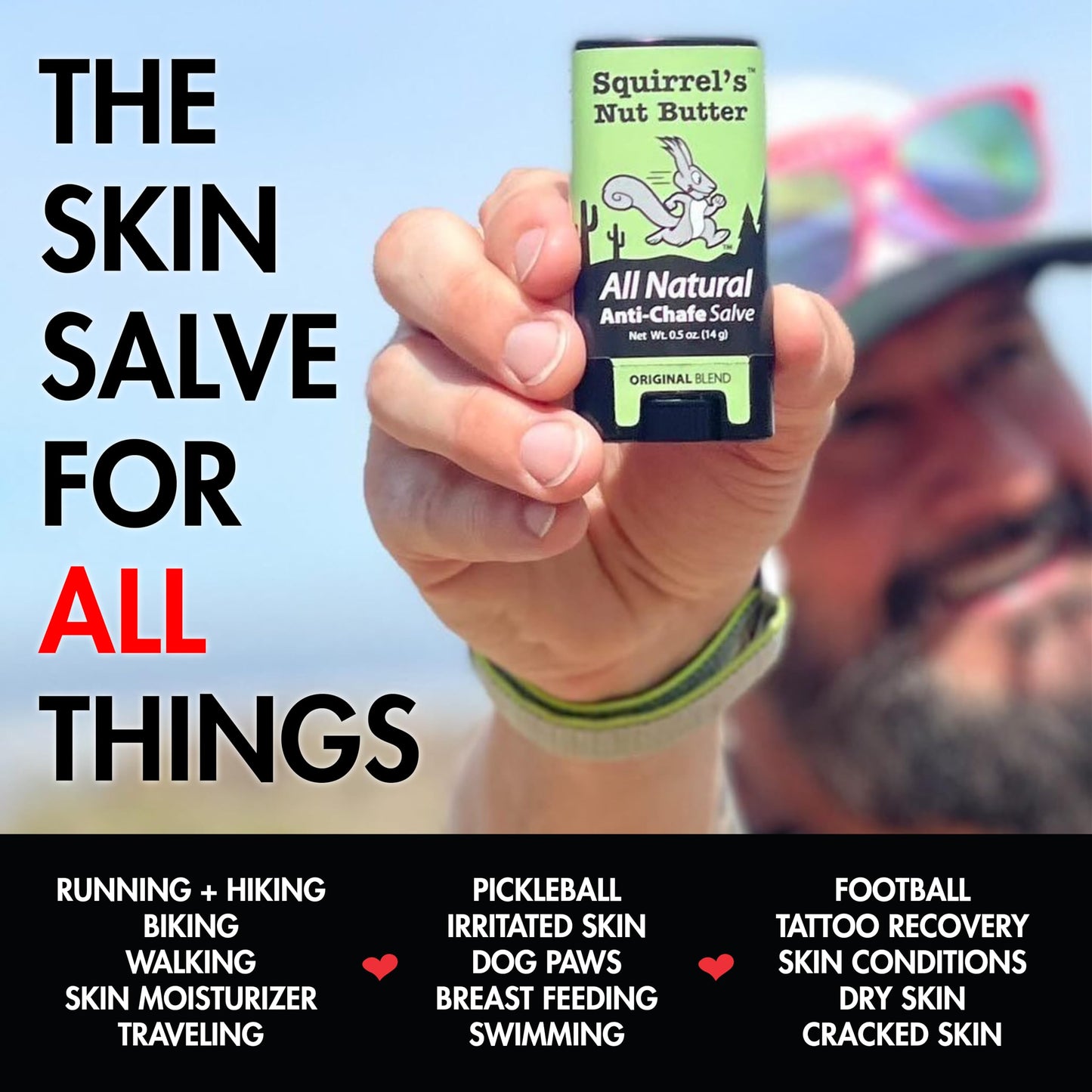 Squirrel's Nut Butter Anti Chafing Stick | All Natural Chafe Prevention & Skin Care for Athletes, Runners & Adventurers | Thighs, Arms, Pack Straps & More | 1.7 oz