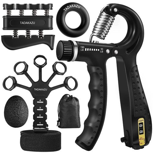 TADAKAZU Grip Strength Trainer Kit (5 Pack) Hand Grip Strengthener, Finger Exerciser,Hand Extension Exerciser, Stress Relief Ball and Forearm Workout Ring for Muscle Building and Injury Recover