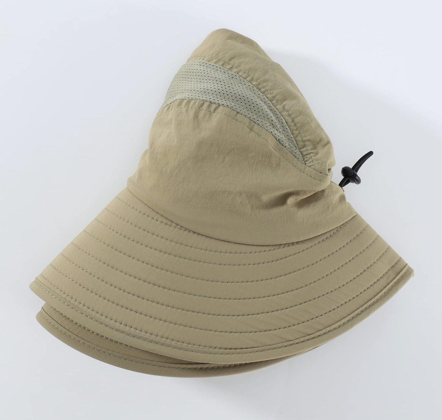 Home Prefer Mens UPF 50+ Sun Protection Cap Wide Brim Fishing Hat with Neck Flap (Light Vert Khaki)