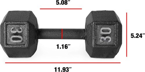 Hex Dumbbell Set - Black Cast Iron, 5-120 LBs, Available in Single or Pair