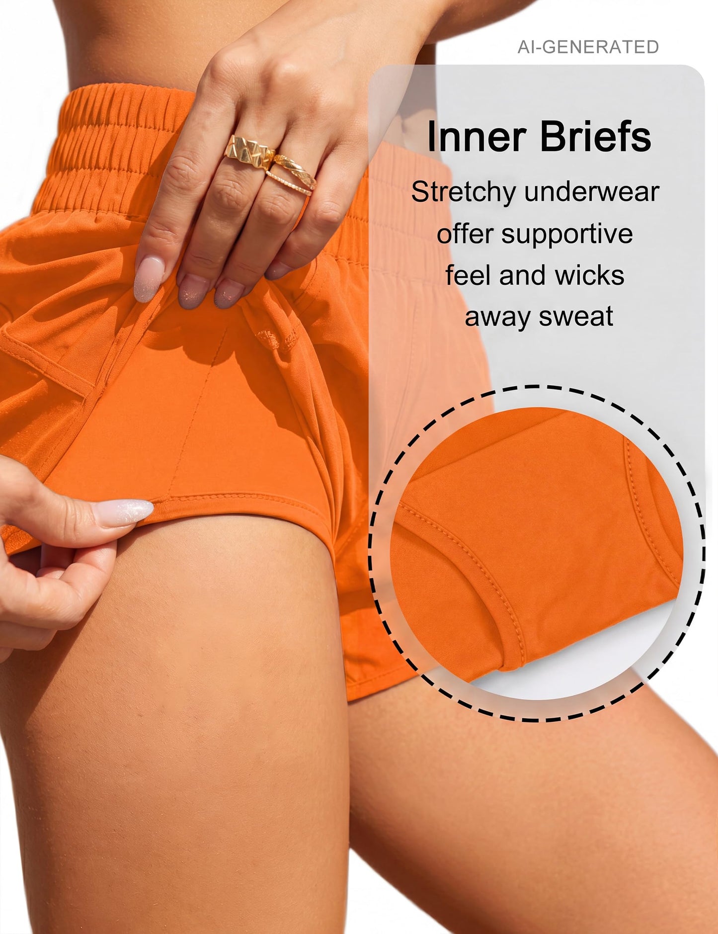 BMJL Women's Running Shorts Elastic High Waisted with Pockets, 2.5" Sporty Workout Quick Dry Athletic Shorts(M,Bright Orange)