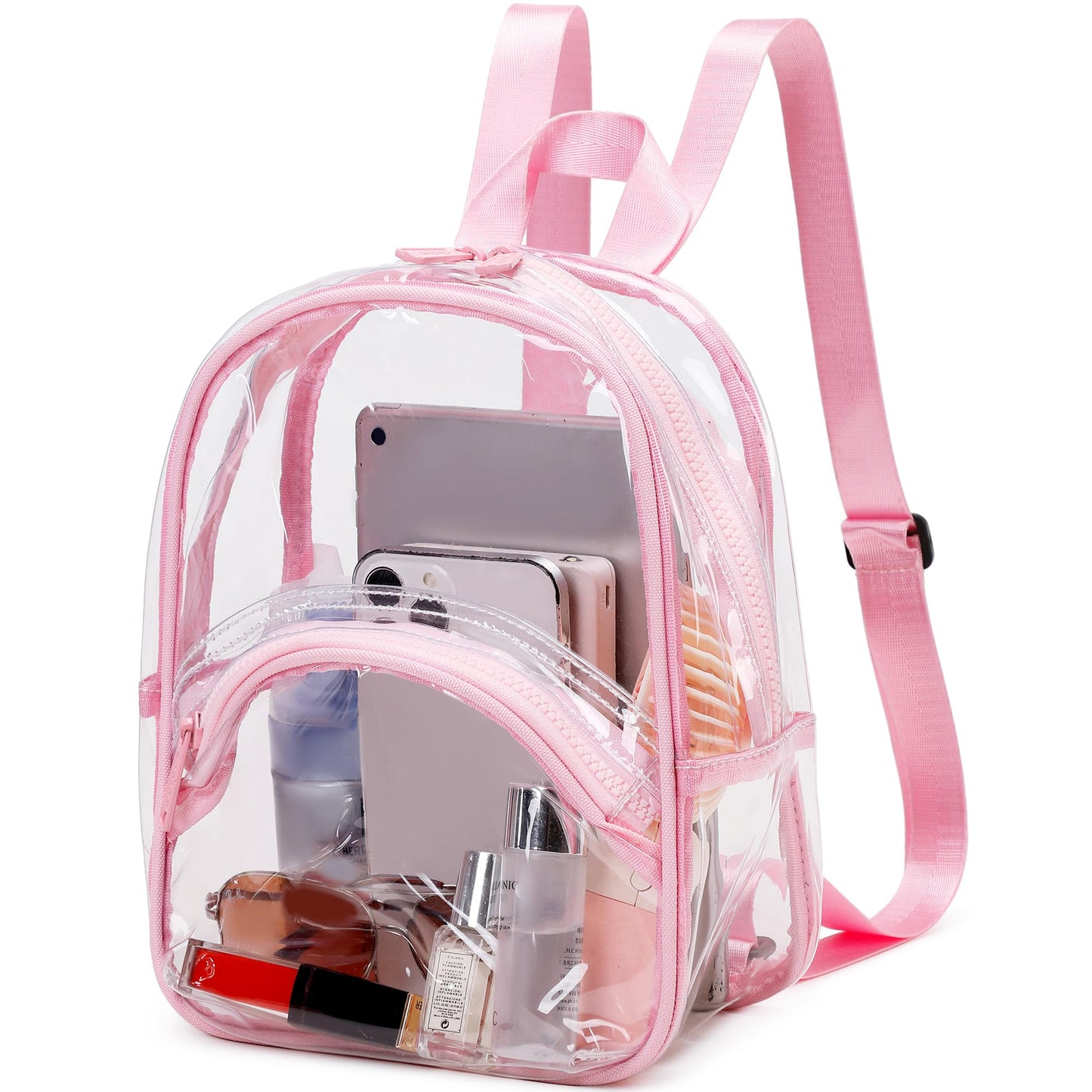 abshoo Clear Mini Backpack for Stadium Events Approved See Through Bag Transparent Backpacks for Girls Women (Pink)