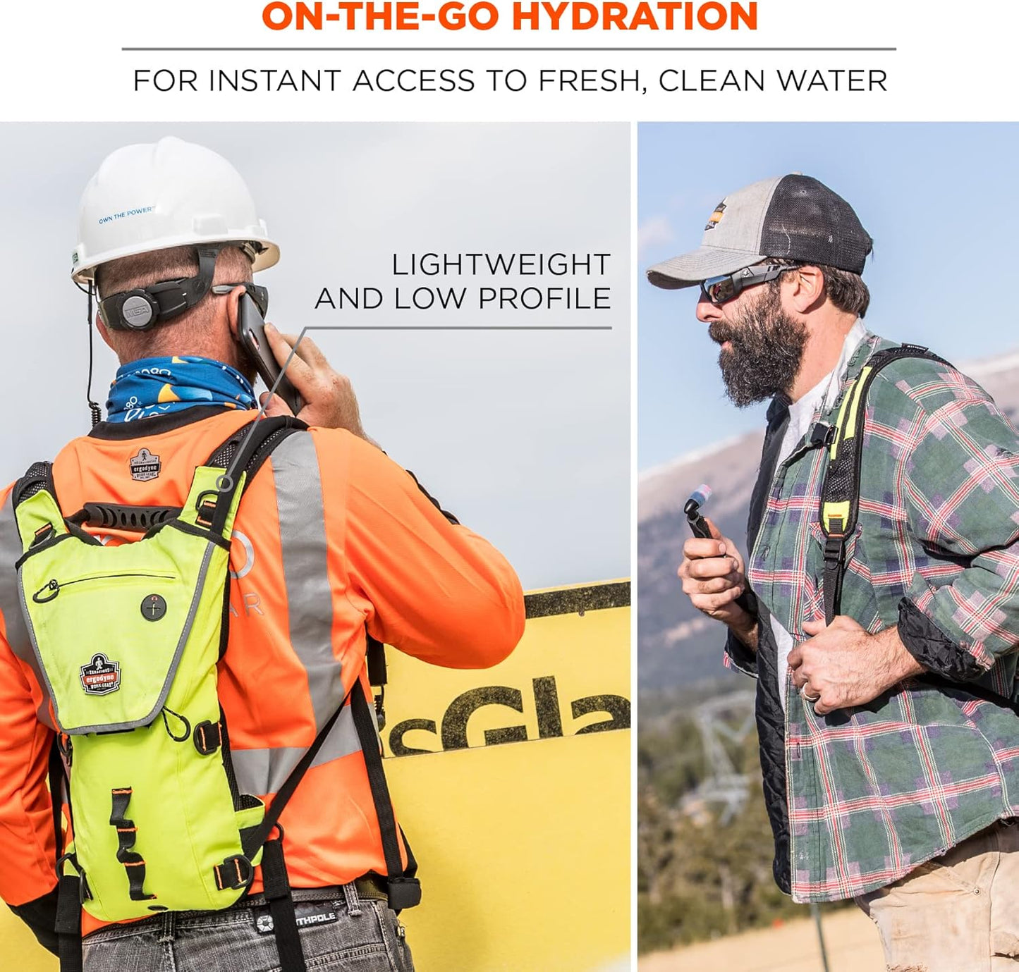 Ergodyne Chill-Its 5156 Hydration Backpack with Storage, Low Profile Pack, High Visibility Reflective, 3 Liter Bladder, Breakaway Shoulder Straps,Lime