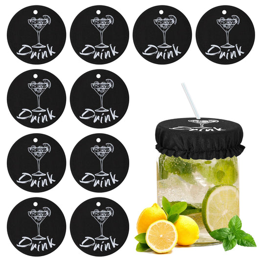 10pcs Drink Cover for Alcohol Protection, Washable Cup Protector Cover Scrunchie Anti Spike Reusable Drink Protection Cap with Straw Holes for Women Girls Club Bar