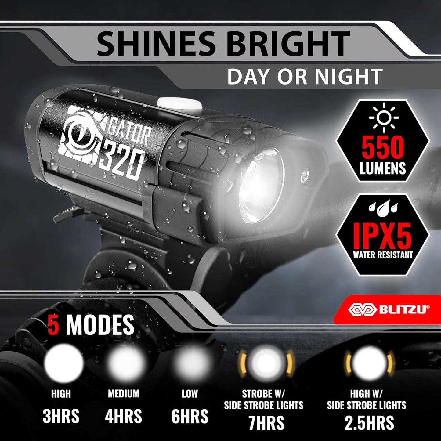 Super Bright USB-C Rechargeable Bike Light Set - Waterproof Front & Rear Safety Lights for Night Riding