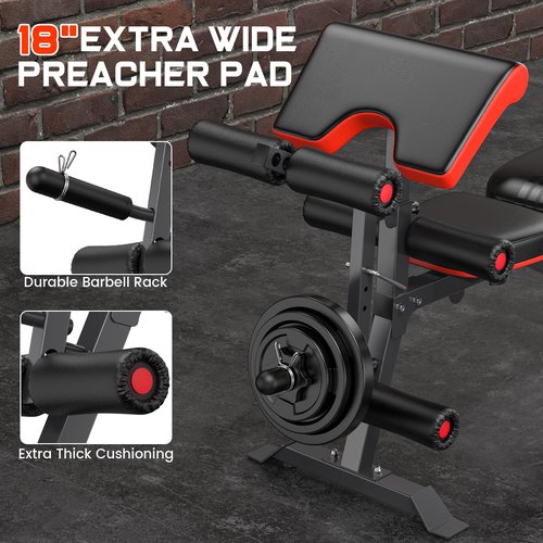 TYRSEN Adjustable Weight Bench Press, 800lbs Load Workout Bench for Home Gym, Weight Bench with Leg Extension and Preacher Pad Flat Incline Decline Benchs for Home Strength Training