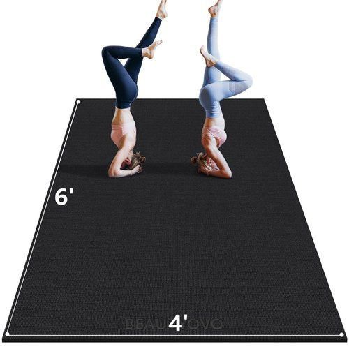 BEAUTYOVO 6' x 4' Large Yoga Mat, 1/4 Inch Extra Thick Yoga Mat Double-Sided Non Slip, Professional PVC Yoga Mats for Women Men, 24 Sq.Ft Large Exercise Mat for Yoga, Pilates and Home Workout