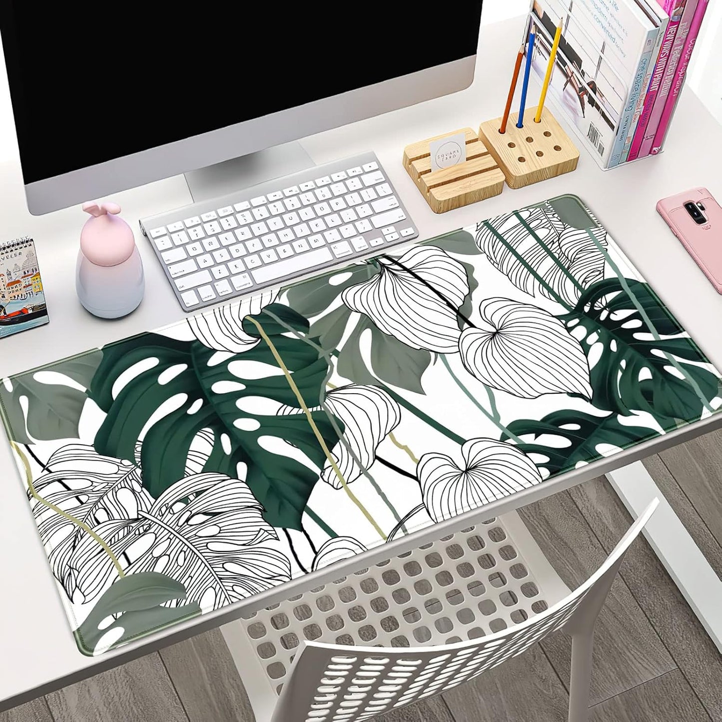 Japanese Desk Mat Riverside Full Moon Desk Pad Black Red Large Mouse Pad Gaming Mousepad Extended XXL Keyboard Pad 31.5 x 15.7 in Laptop Computer Mouse Keyboard Mat for Office Desk Decor