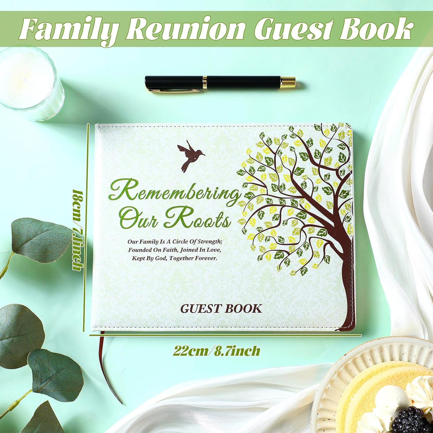 Patelai Family Reunion Party Favors Decorations Family Reunion Guest Book Sign in Good Tree Guest Book Gathering Decorations with Pen, 112 Pages(Trendy)