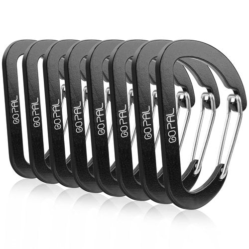 Black Carabiner Clip - 2.3" Small Carabiners Clips for Keys Water Bottle Dog Leash Camping Hiking Carabiners Keychain Clip Caribiner Hooks Aluminum Carbineers Mini Carabiner Clip 8PCS, GP02