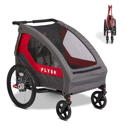 Flyer™ Duoflex 2 in 1 Bike Trailer and Double Stroller for Toddlers, 1+ Years