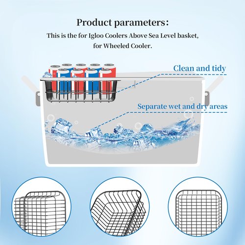 Coolers Wire Basket 20074 Compatible with Ig-loo Coolers For 70，72，94 Qt Basket Coolers Dry Storage Filter Water Wire Baskets.